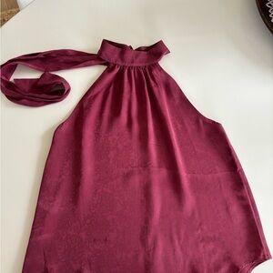 Express Women's Sleeveless Halter Blouse in Burgundy